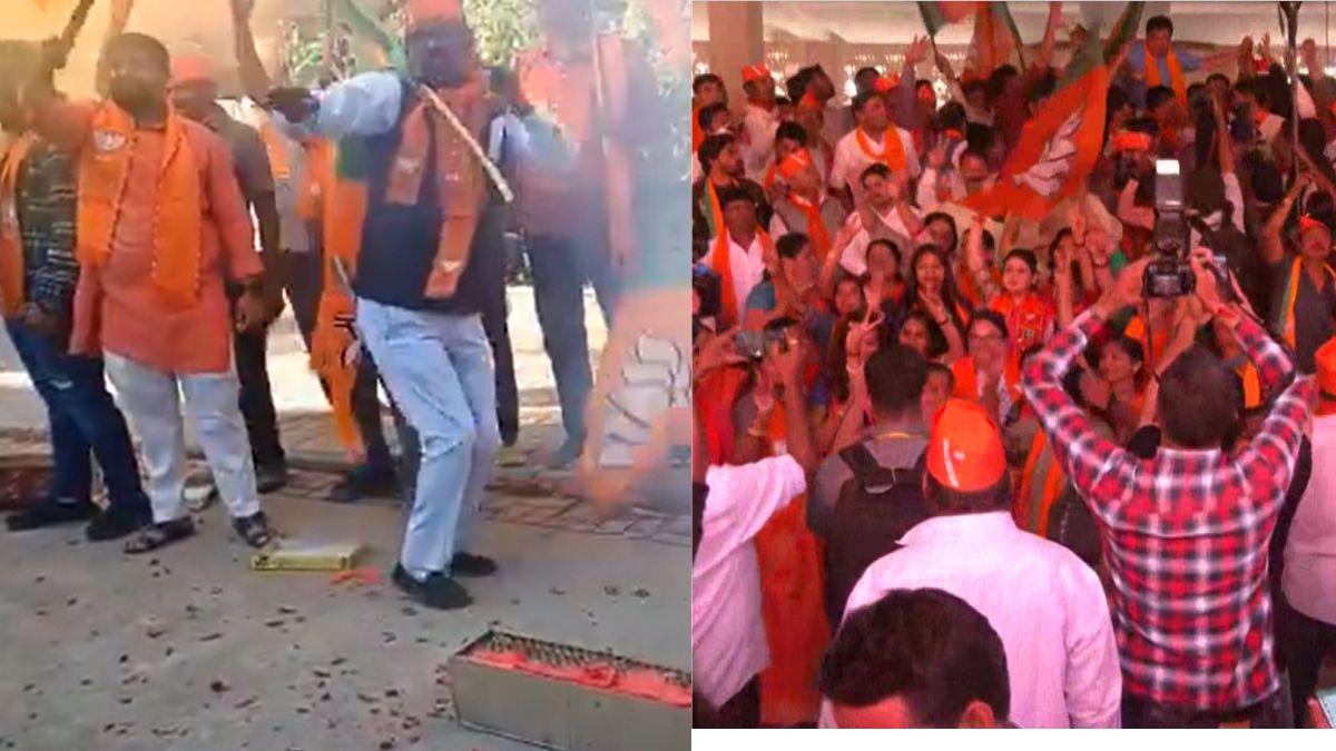 Gujarat Election Result 2022: As BJP Nears Victory, Party Workers Burst Crackers, Celebrate With Sweets